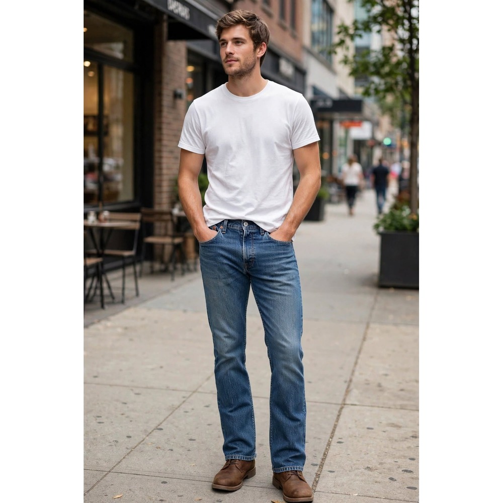 Levi's 527 Slim Bootcut Jeans Mens 33x32 Medium Wash Distressed Spot